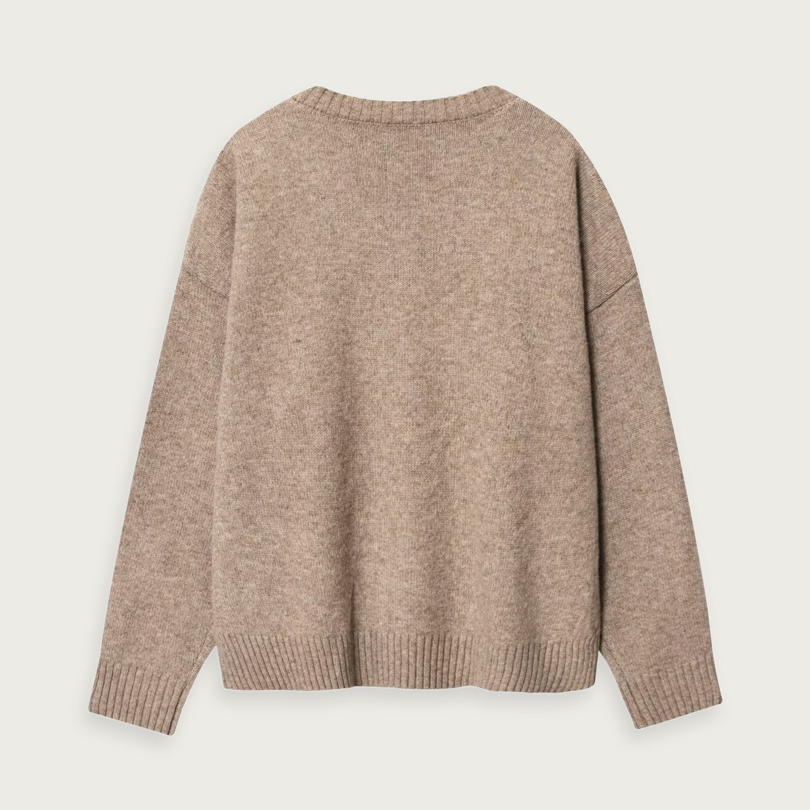 V Ringad Stickad Tröja Khaki Modern Tidlös Komfortabel