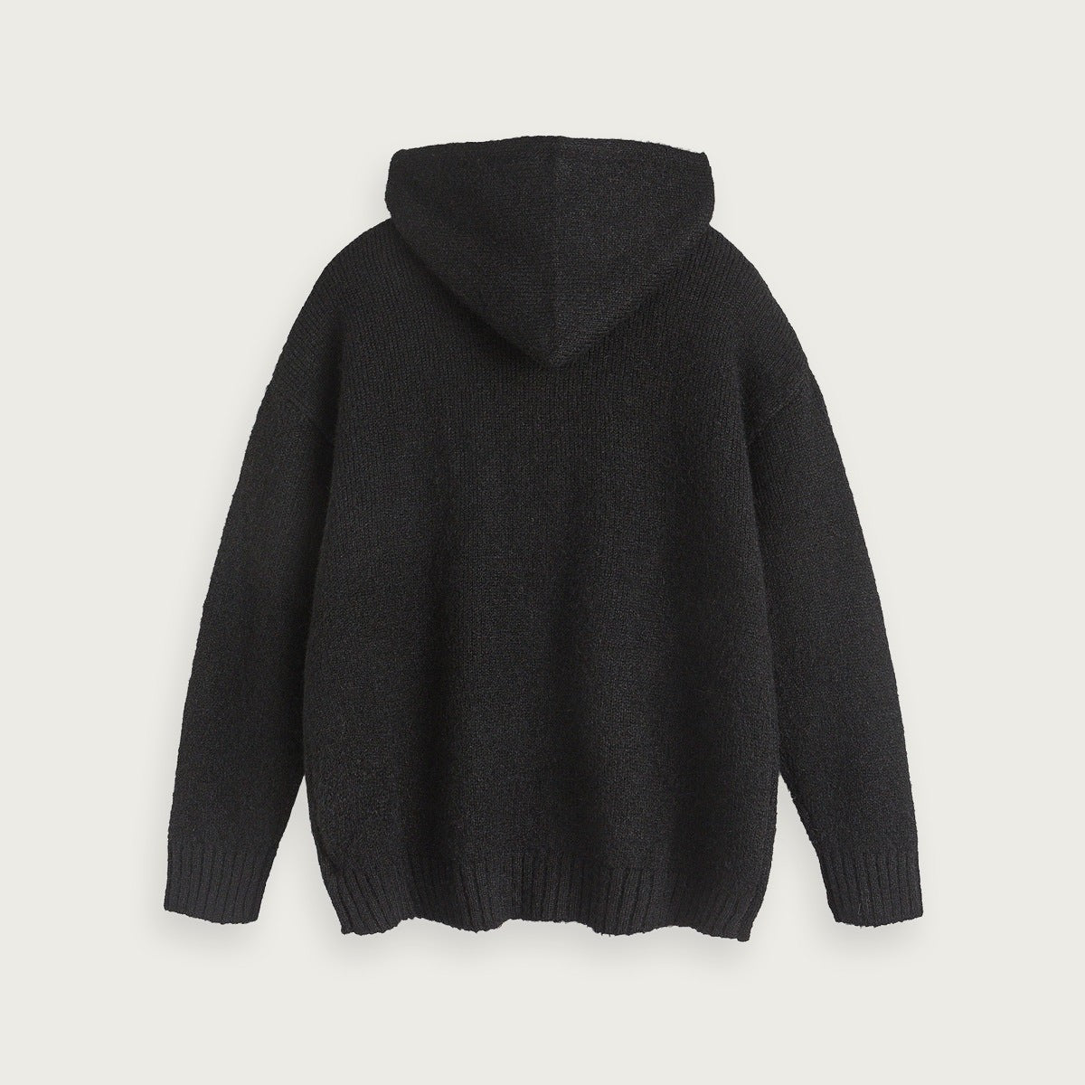 Stickad Hoodie Alphabet Jacquard Färgblock Lössittande