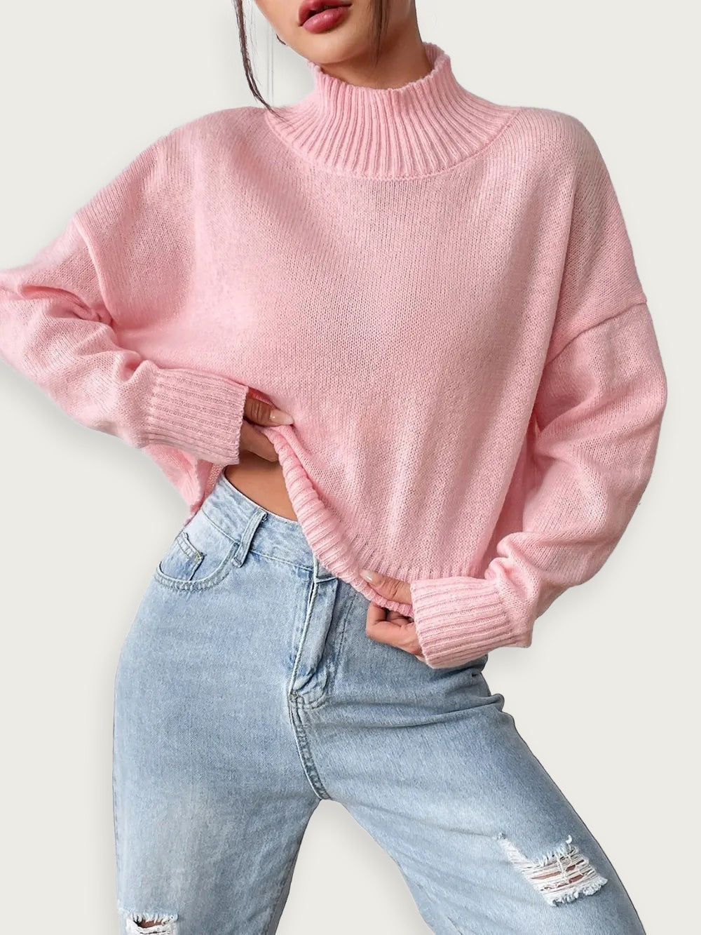women’s high neck pullover sweater