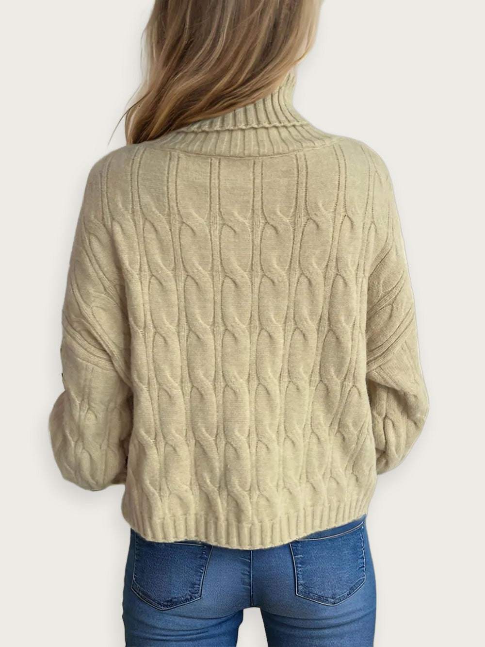 Enfärgad stickad tröja – Avslappnad kontorsstil