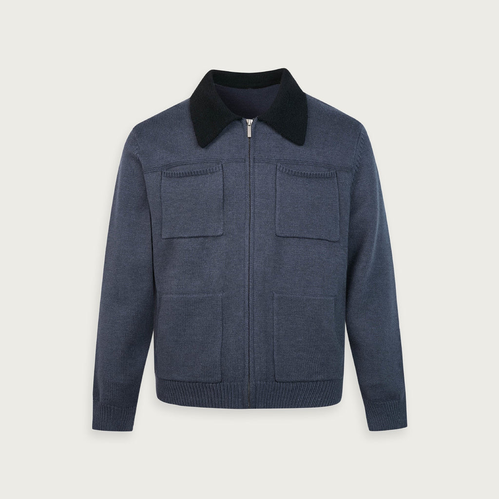Stickad Dragkedja Kardigan Med Färgblock I Polyester