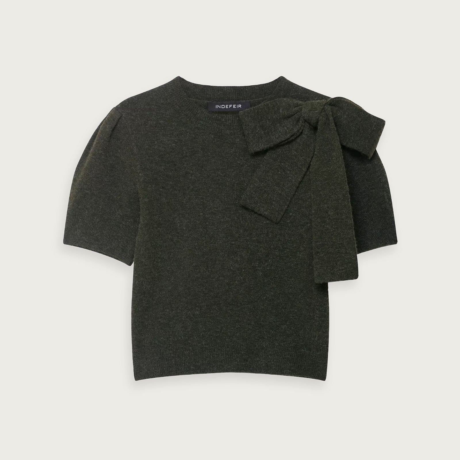 Grå Rundhalsad Stickad Blus Klassisk Stil Mjukt Polyester