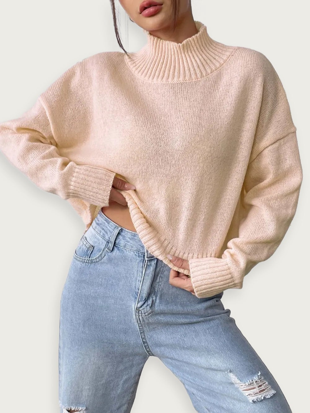 women’s high neck pullover sweater