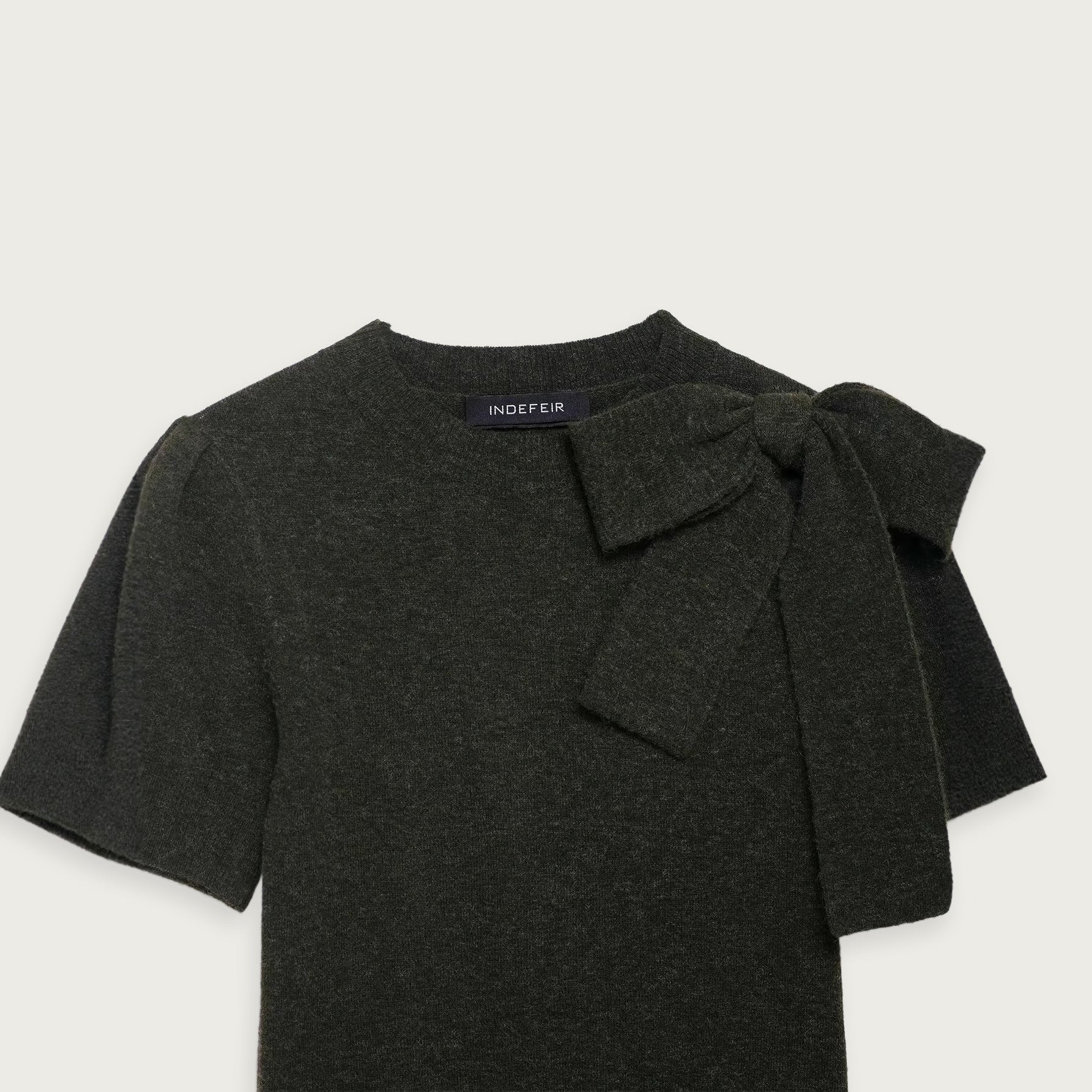 Grå Rundhalsad Stickad Blus Klassisk Stil Mjukt Polyester