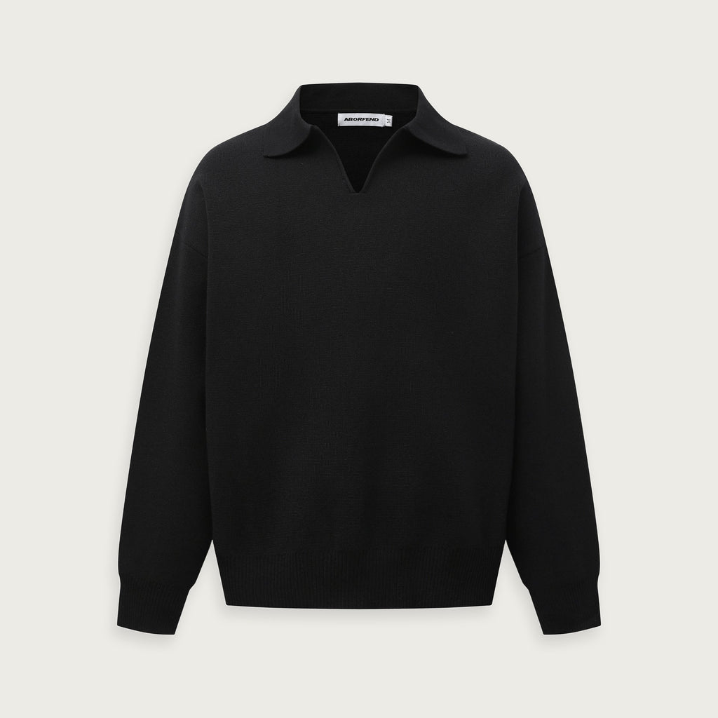 Klassisk stickad tröja med krage – Old Money-stil