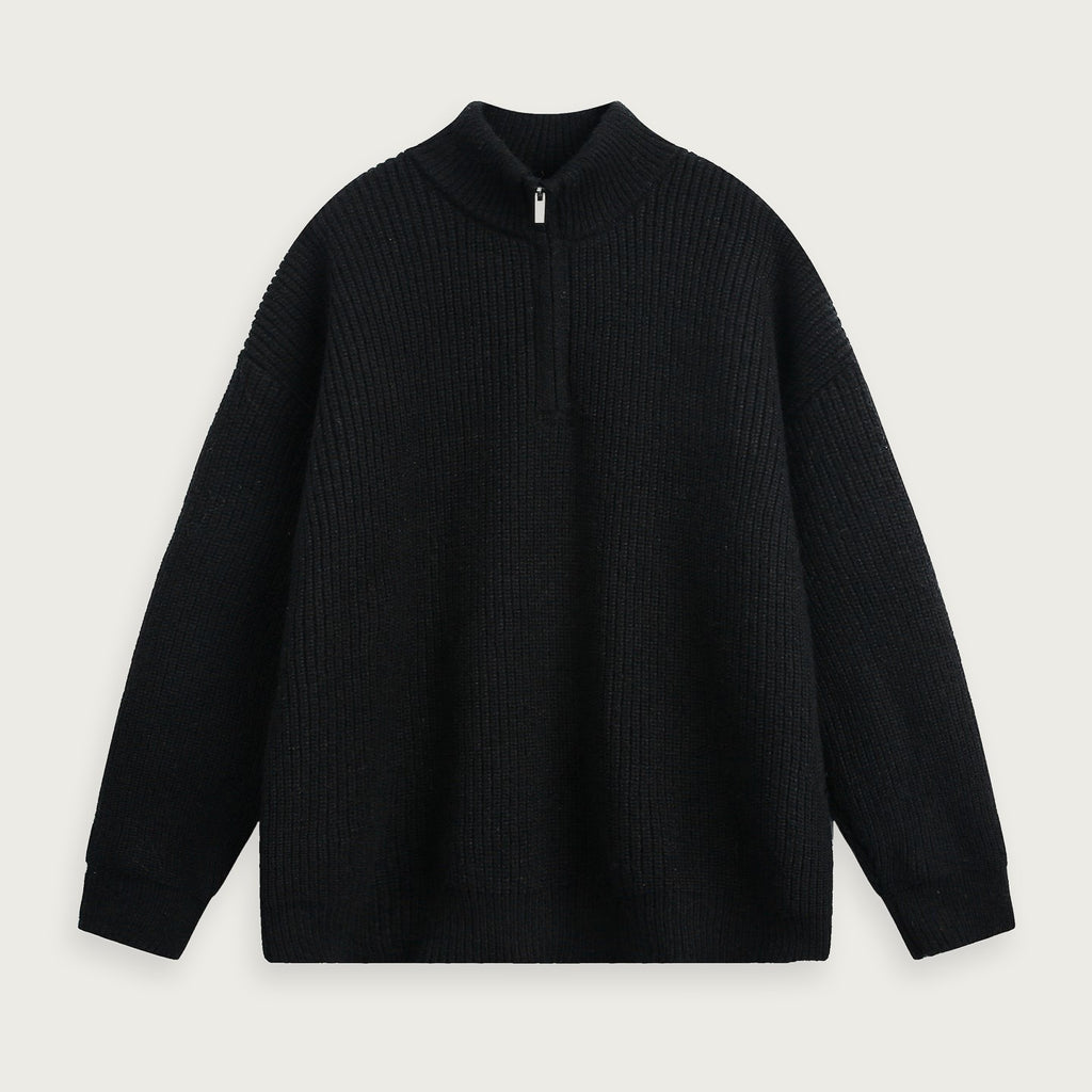 Stickad Halvzip Tröja Ståkrage Starry Black för Herrar