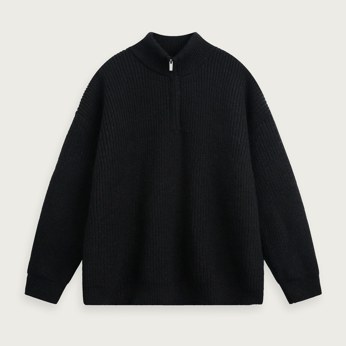 Stickad Halvzip Tröja Ståkrage Starry Black för Herrar