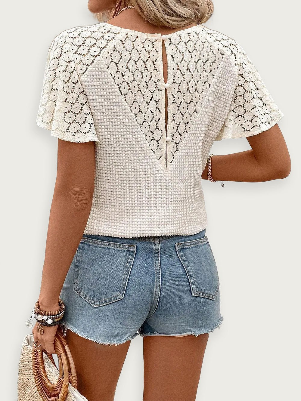 V Ringad Blus Mjuk Polyester Spandex Avslappnad Stil