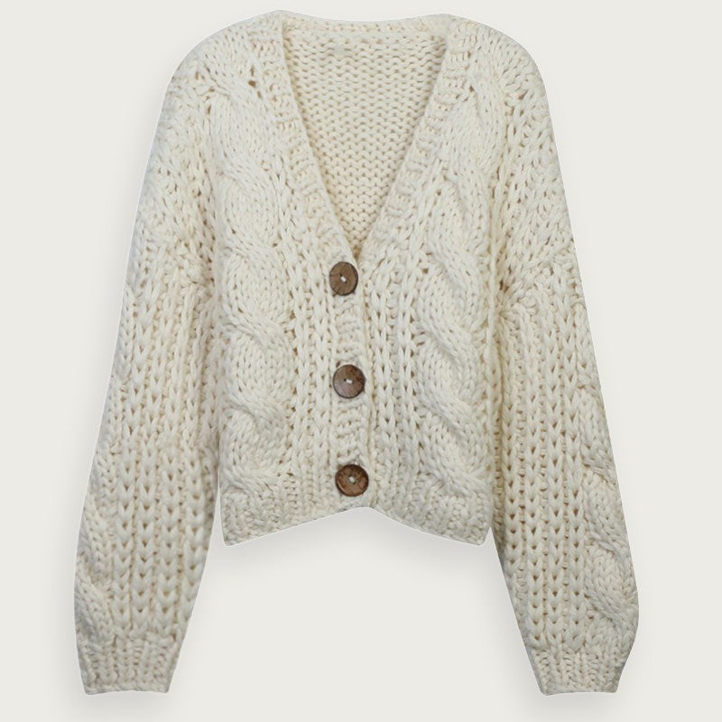 Rosa V-ringad Stickad Cardigan Med Acetatfiber Bomull