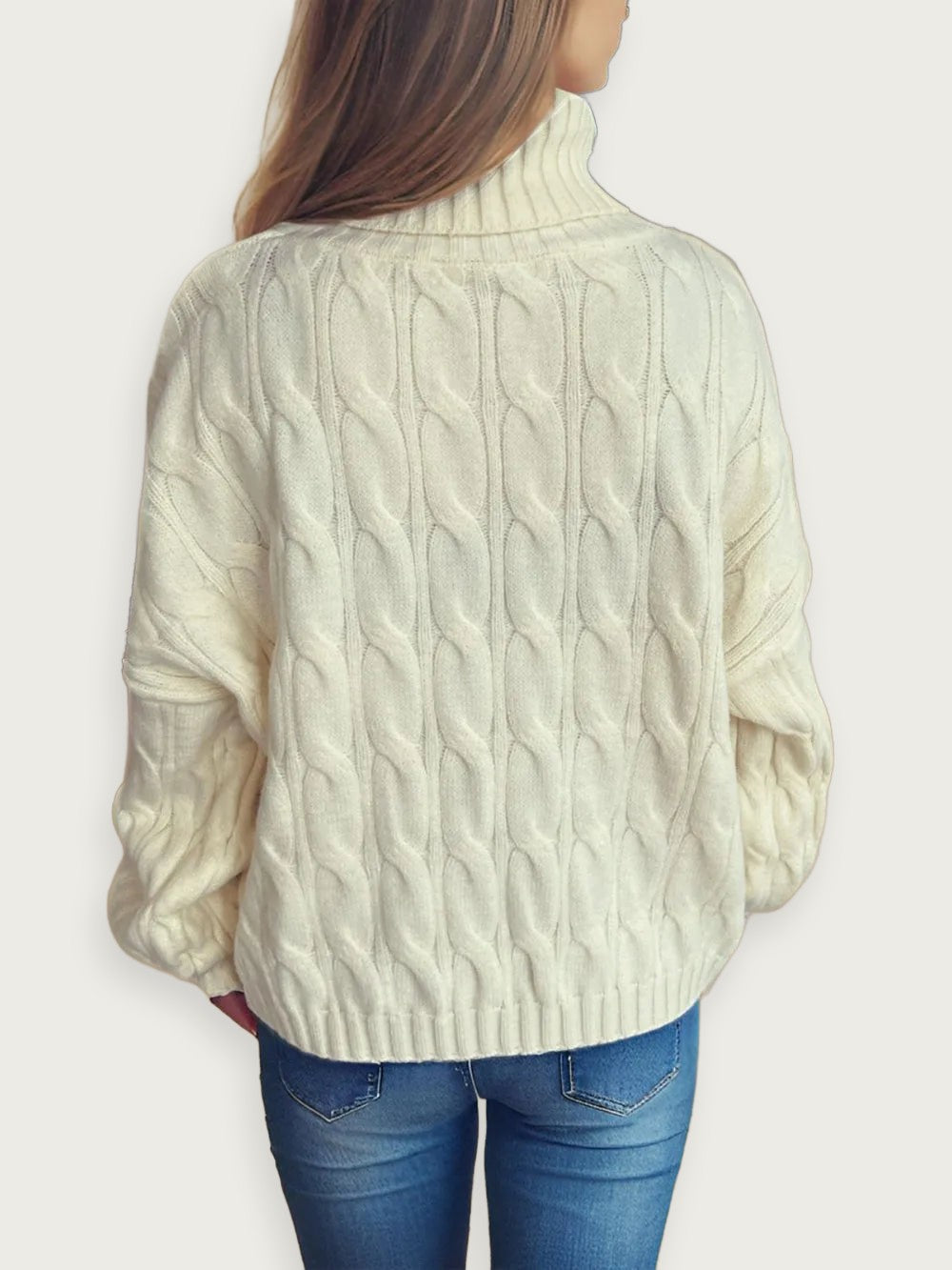 Enfärgad stickad tröja – Avslappnad kontorsstil