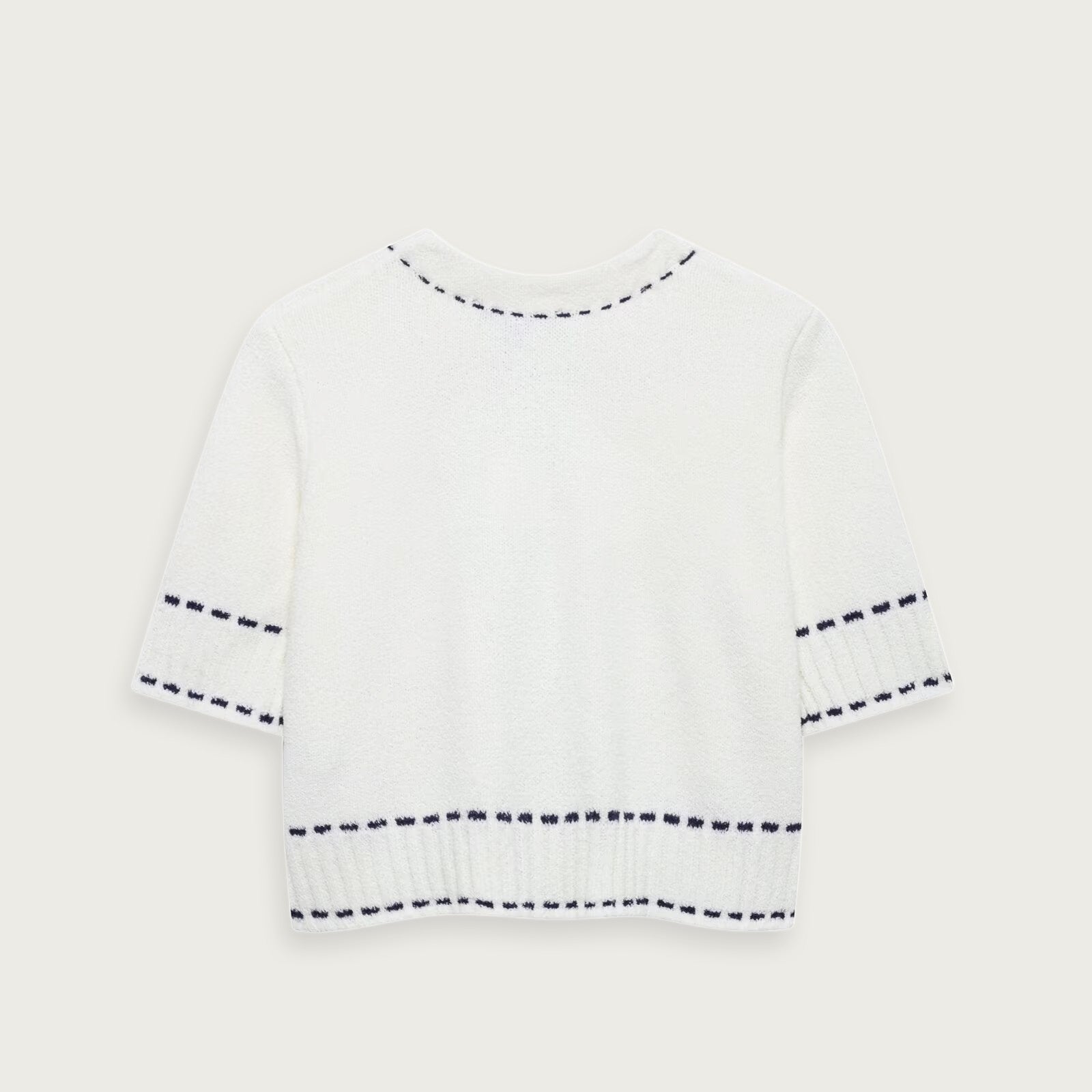 Kortärmad Stickad Cardigan Vit Elegant