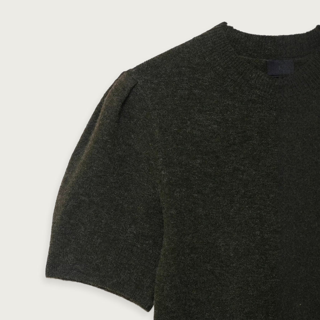 Grå Rundhalsad Stickad Blus Klassisk Stil Mjukt Polyester