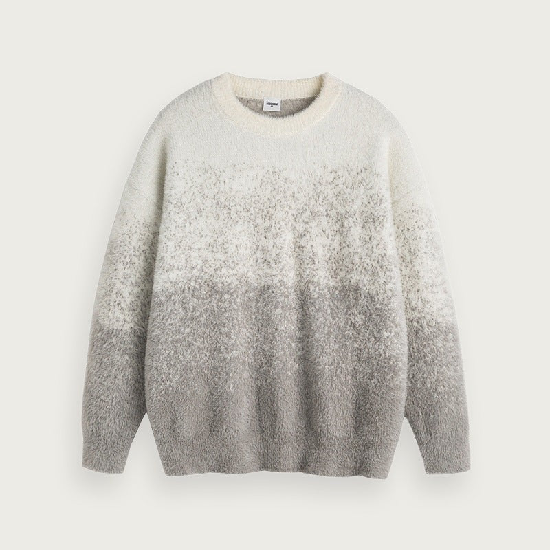 Stickad tröja med färgskiftning – Rund hals unisex