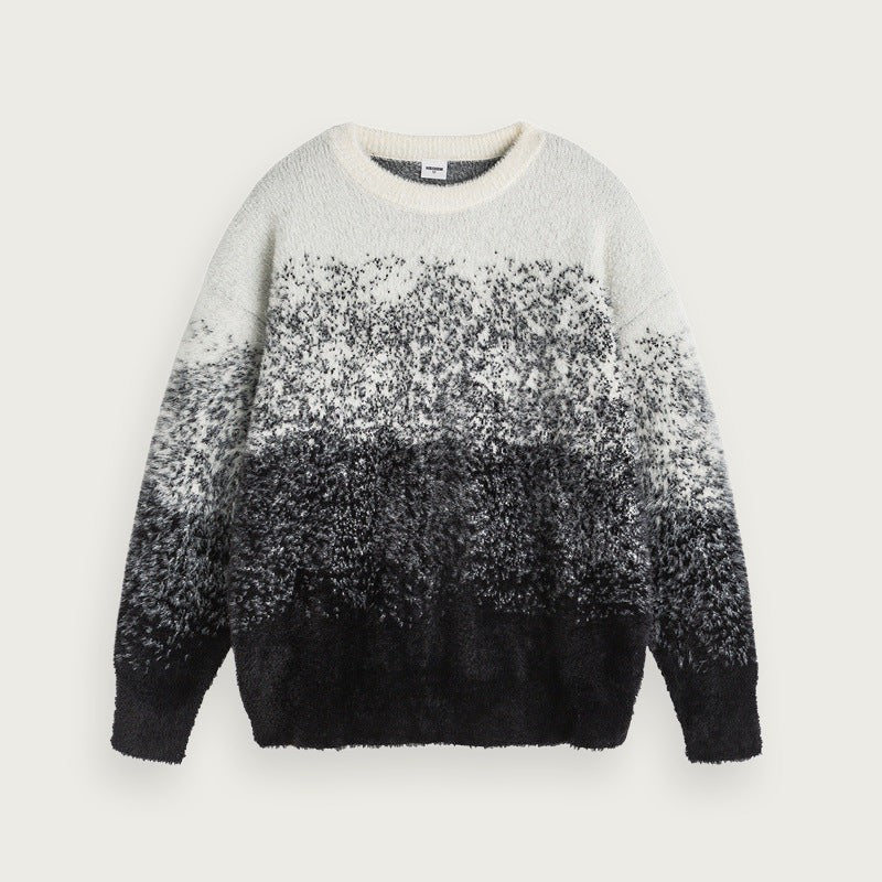 Stickad tröja med färgskiftning – Rund hals unisex
