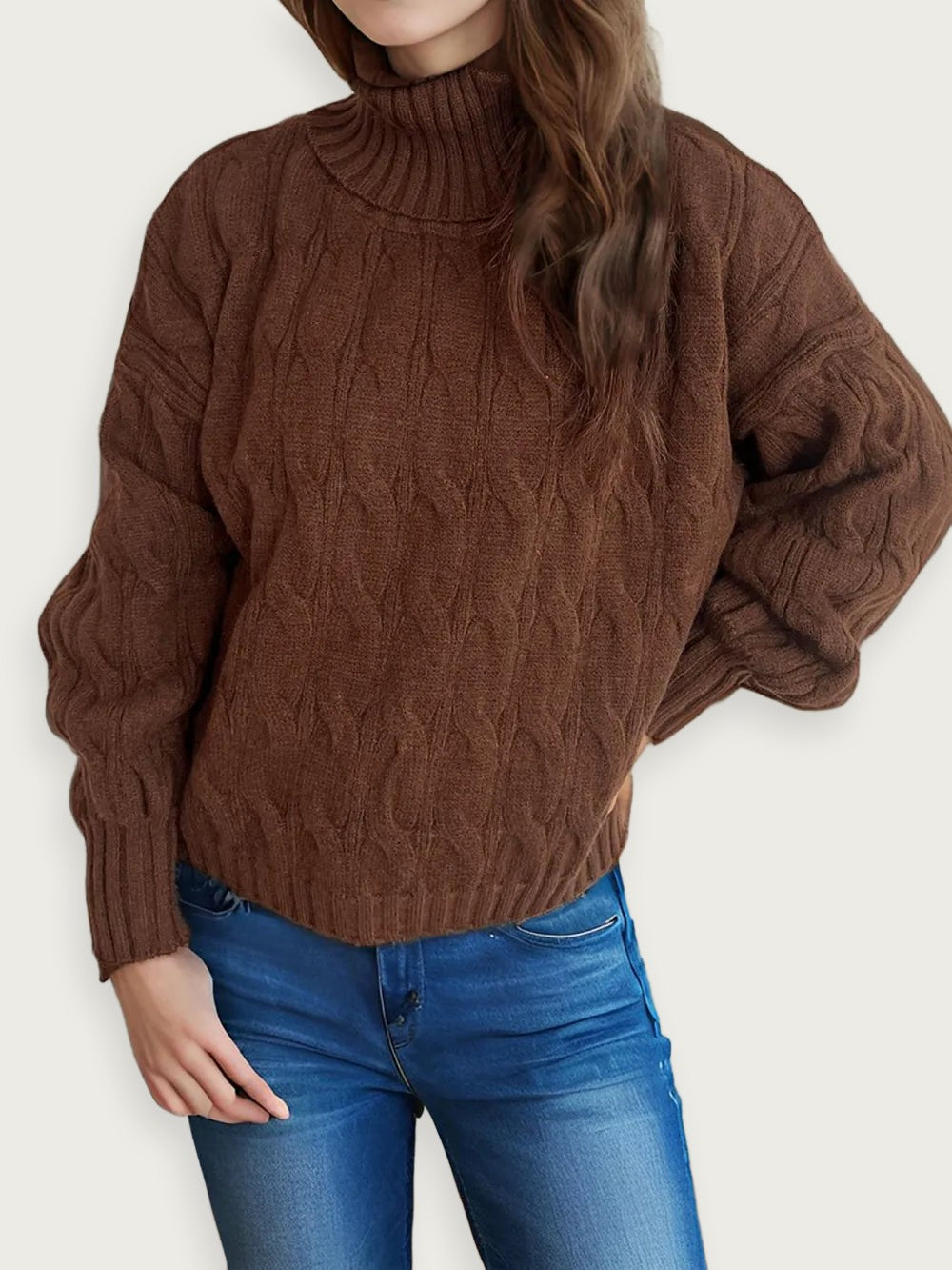 Enfärgad stickad tröja – Avslappnad kontorsstil