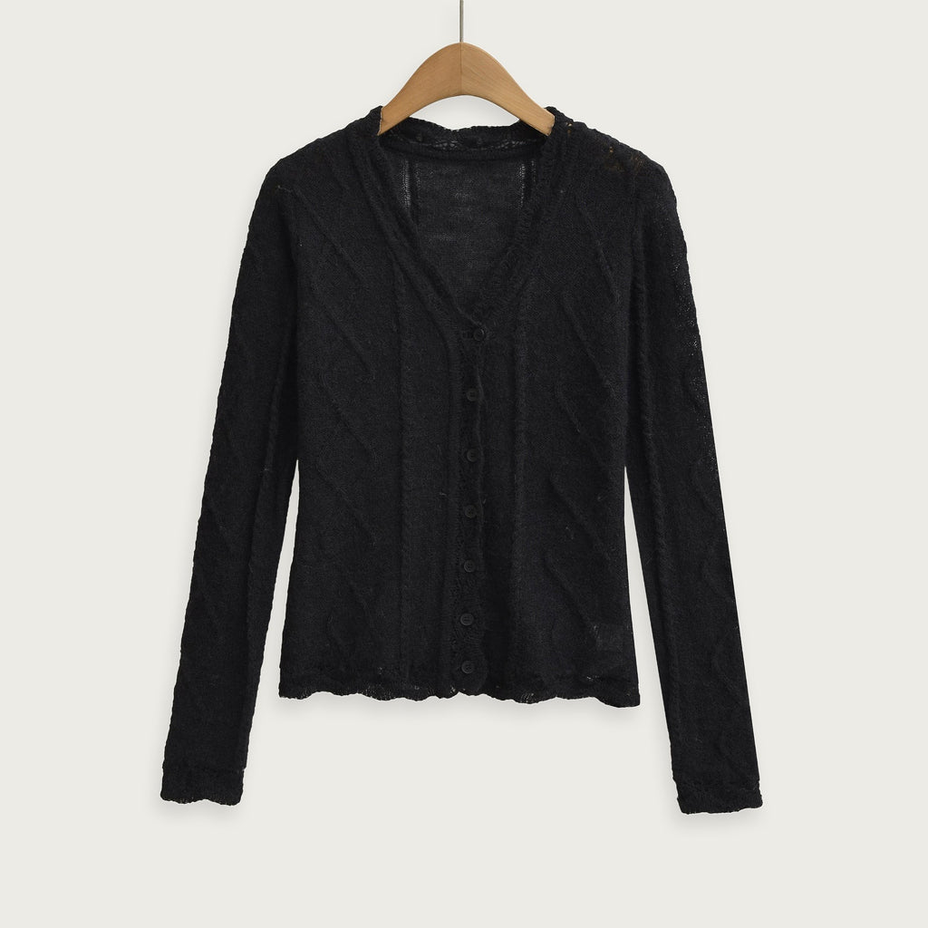 Elegant Stickad Tröja Med Spetsdetaljer