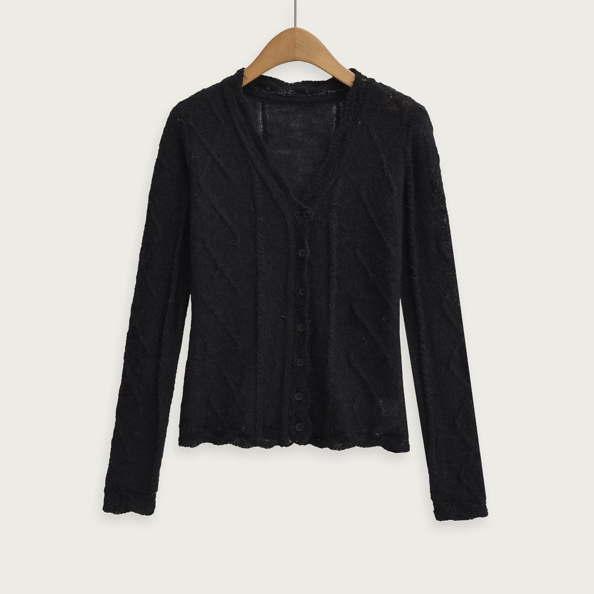 Elegant Stickad Tröja Med Spetsdetaljer