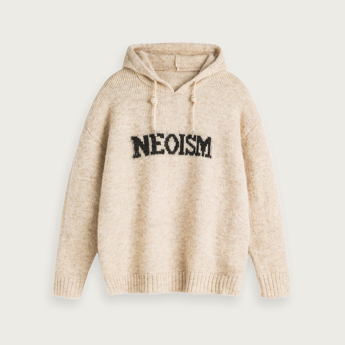 Stickad Hoodie Alphabet Jacquard Färgblock Lössittande