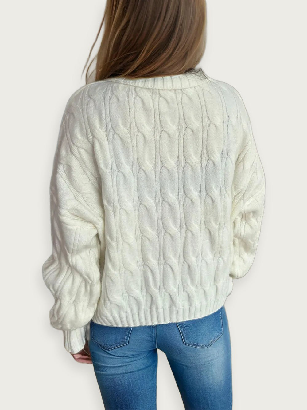 Enfärgad stickad tröja – Avslappnad kontorsstil