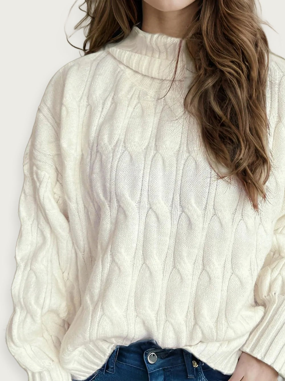 Enfärgad stickad tröja – Avslappnad kontorsstil