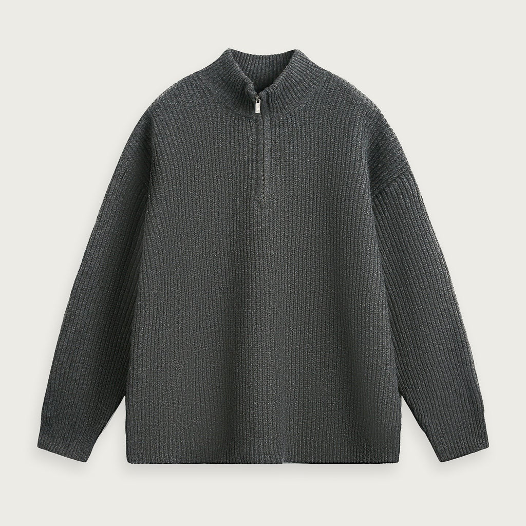 Stickad Halvzip Tröja Ståkrage Starry Black för Herrar