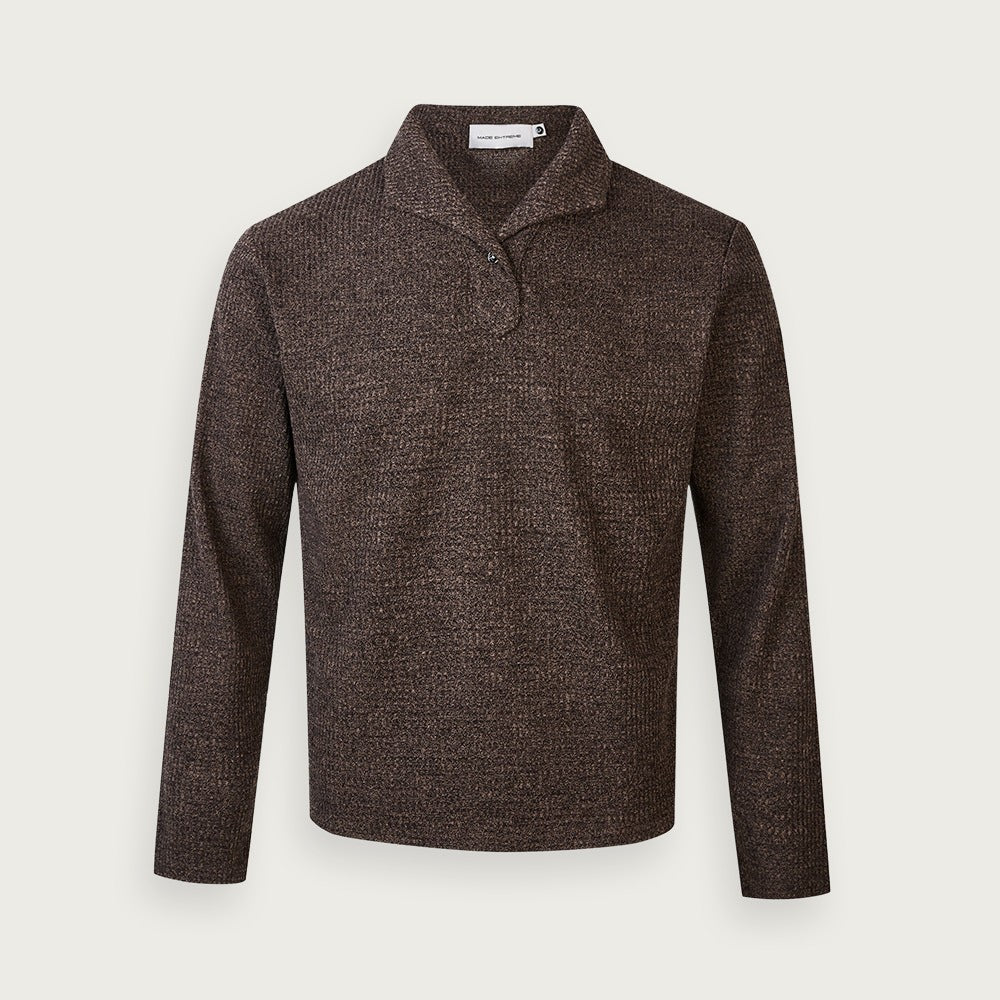 Italiensk stickad pikétröja – Enkeldesignad krage