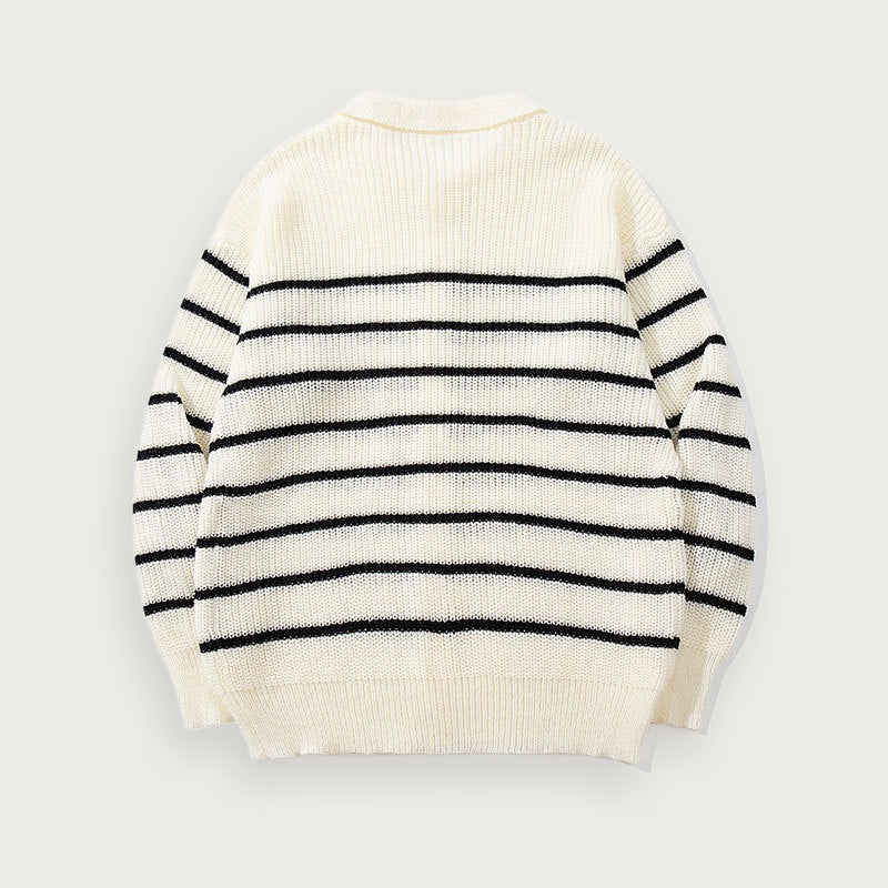 Randig Stickad Cardigan För Herrar Amerikansk Färgglad