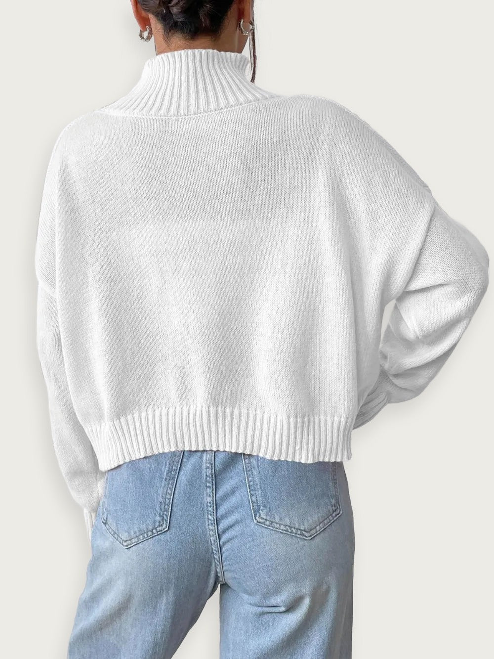 Soft Winter Knit Top – Casual Loose Fit Turtleneck for Women