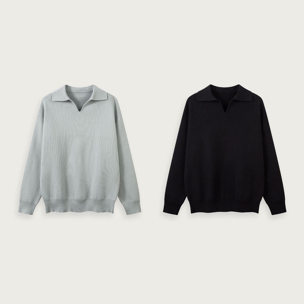 Klassisk stickad tröja med krage – Old Money-stil