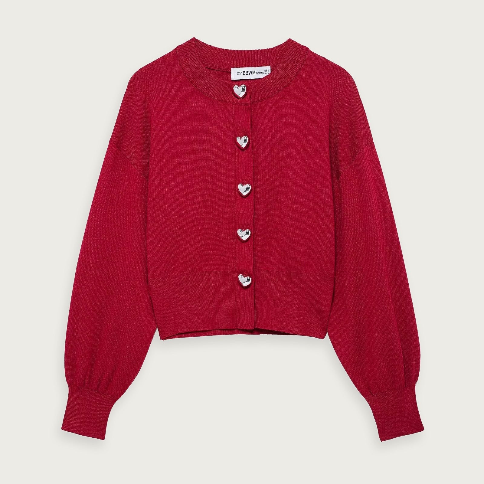 Stickad Cardigan Hjärtformad Mjuk Elegant