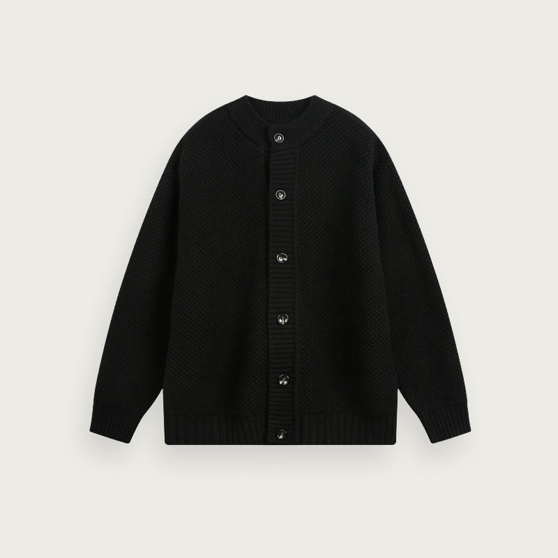 Stickad Cardigan S Mörkgrå Klassisk Avslappnad Stil