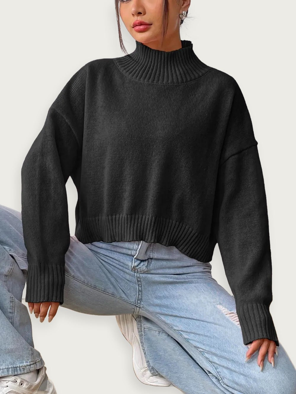 women’s high neck pullover sweater