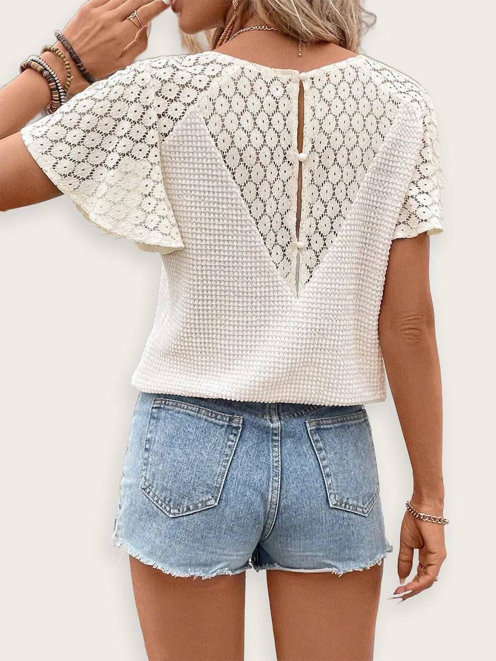 V Ringad Blus Mjuk Polyester Spandex Avslappnad Stil