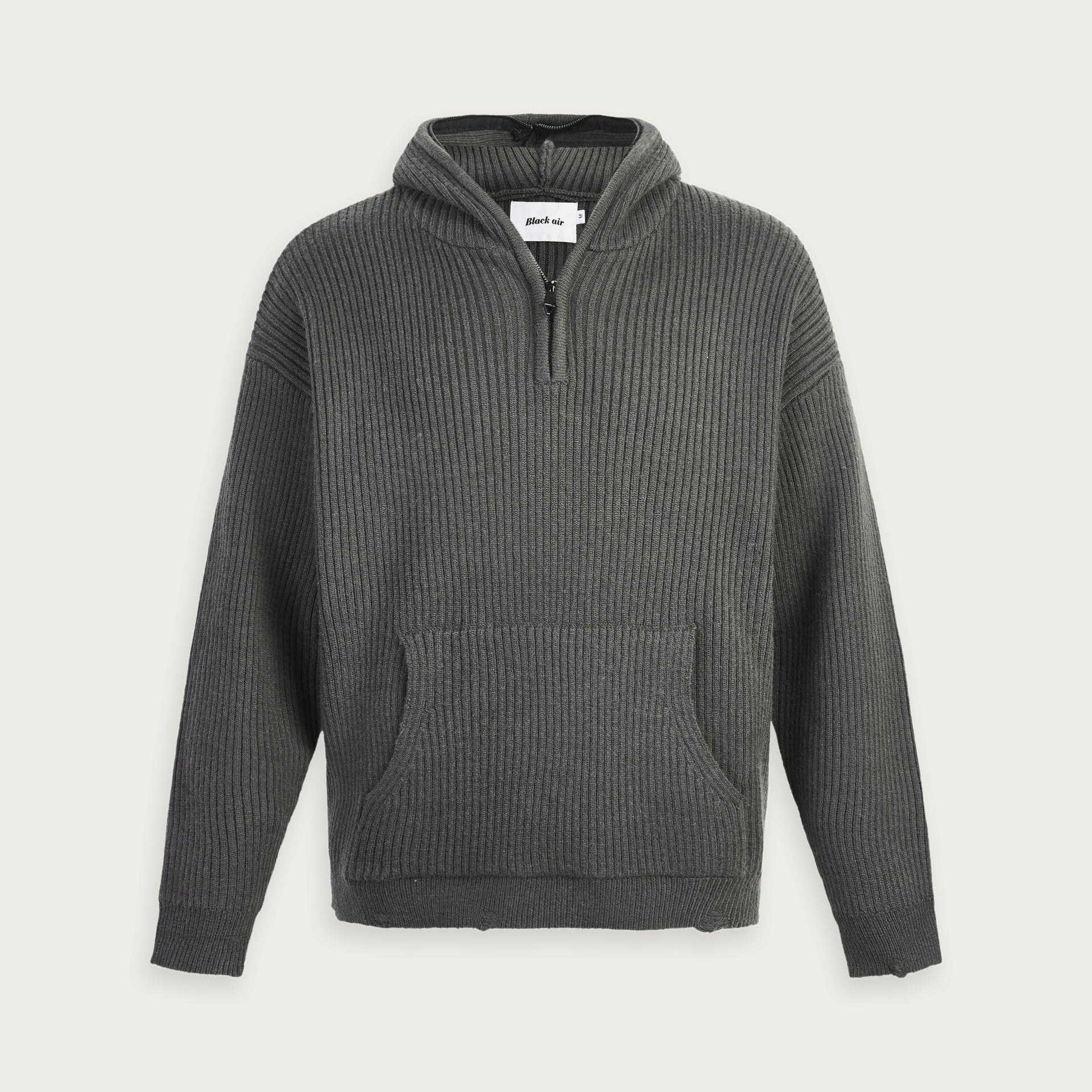 Stickad Halvzip Hoodie Avslappnad Passform Mjuk Akryl