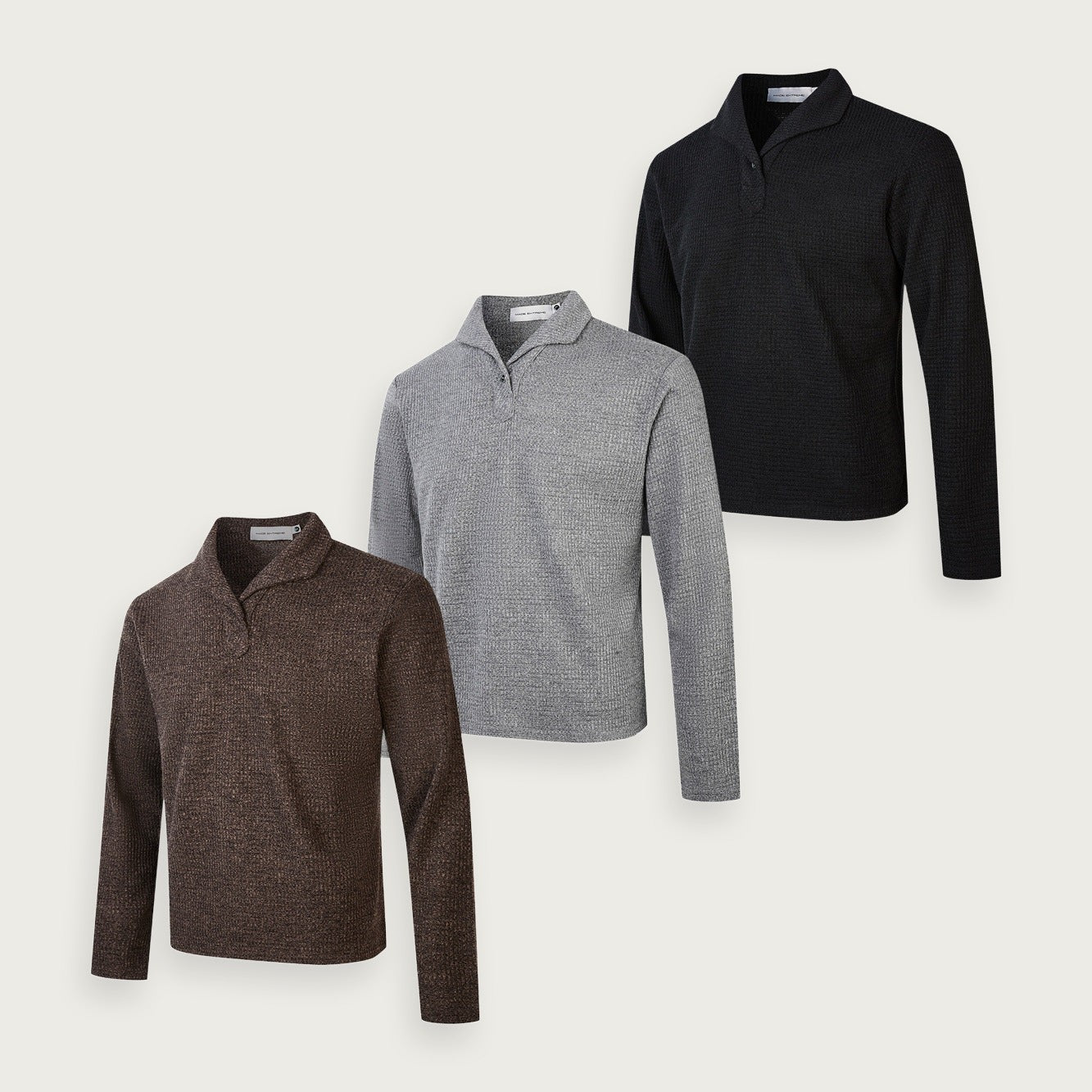 Italiensk stickad pikétröja – Enkeldesignad krage