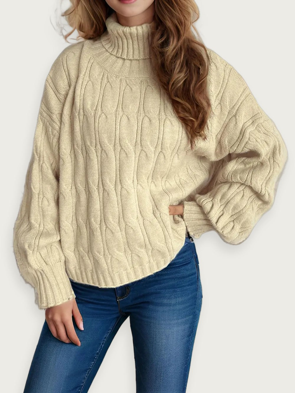 Enfärgad stickad tröja – Avslappnad kontorsstil