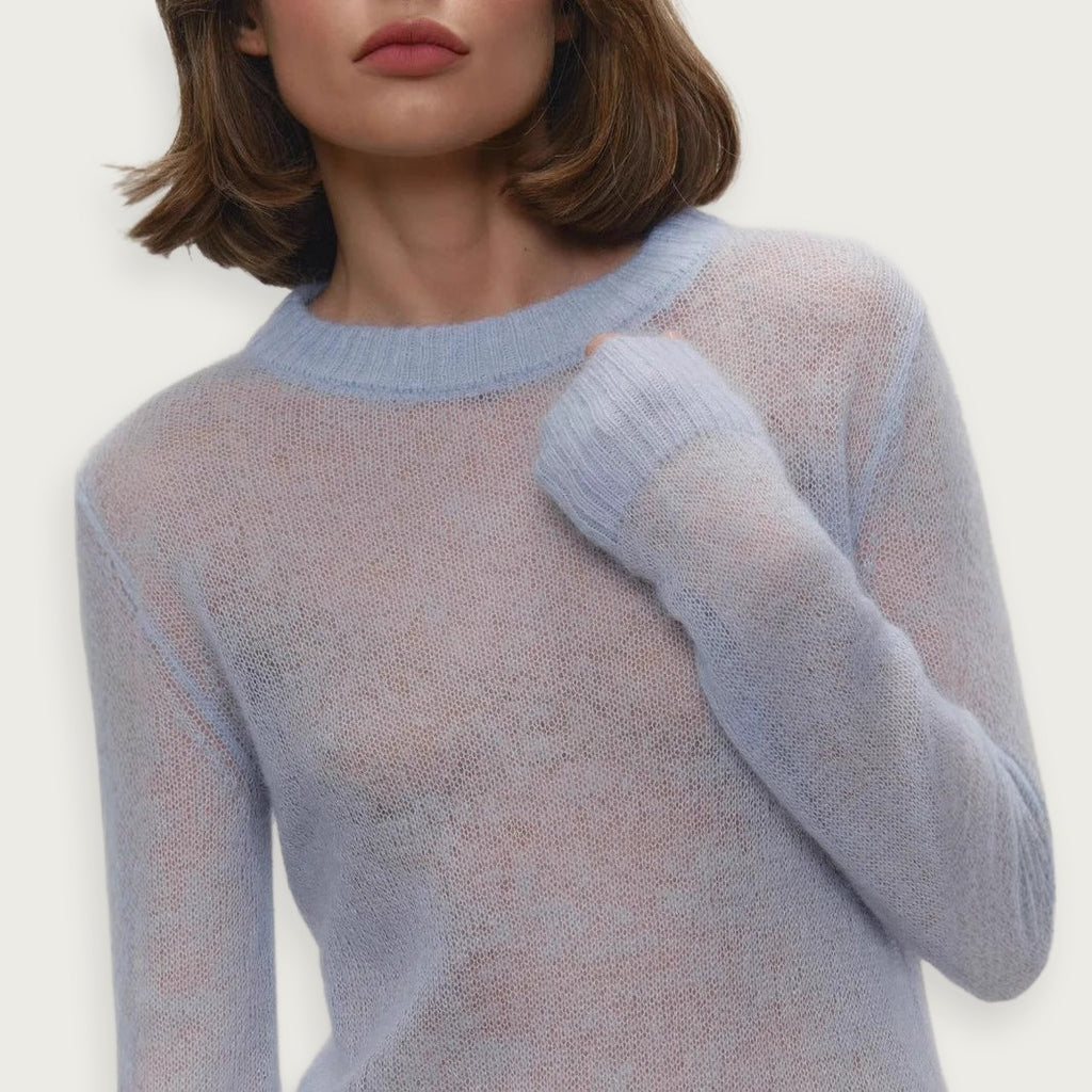 Genomskinlig stickad poncho – Rundhalsad i candyfärg