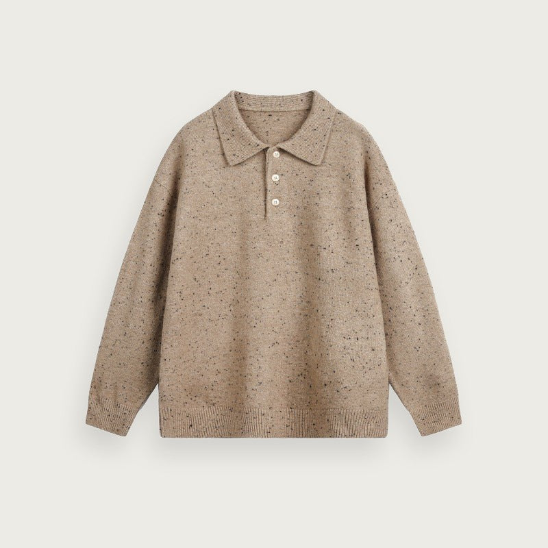 Flerfärgad jacquardstickad tröja – Spännhalsdesign