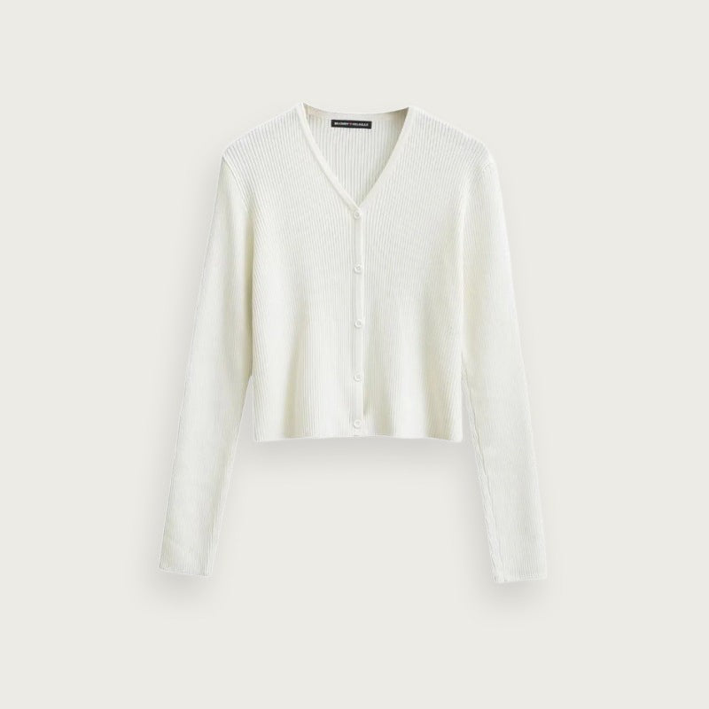 Vringad Stickad Tröja Langärmad Slim Fit Blå Dam Stilren