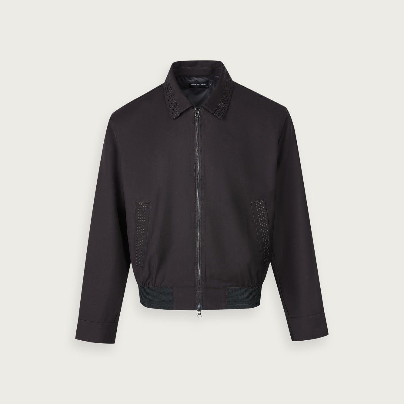 Fiskbensmönstrad jacka med dragkedja – Klassisk Old Money-stil