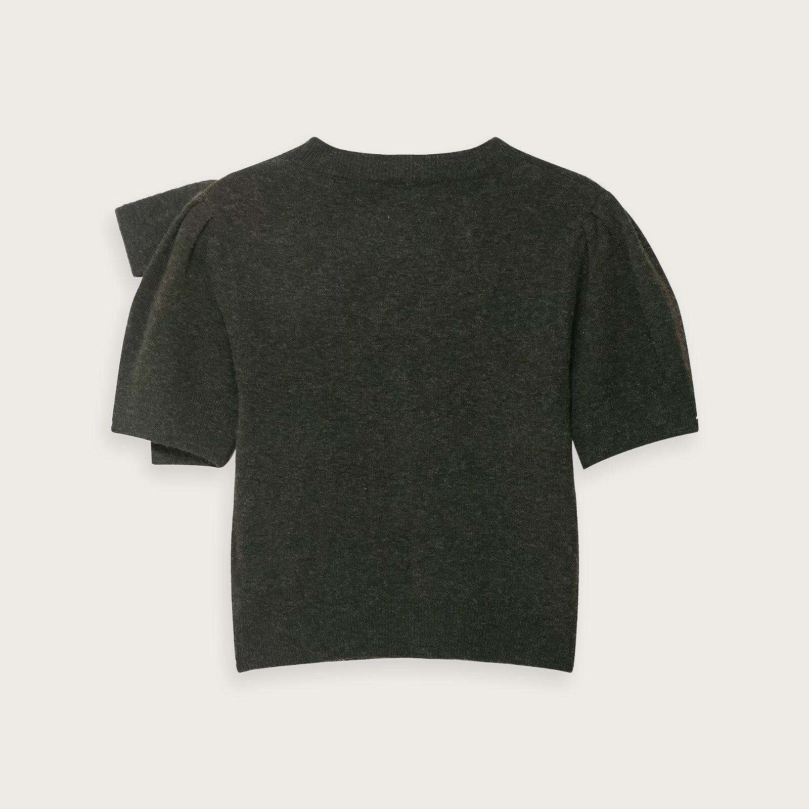 Grå Rundhalsad Stickad Blus Klassisk Stil Mjukt Polyester