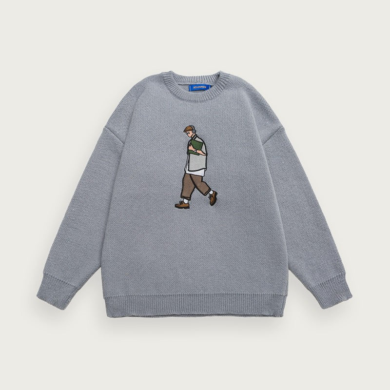 Rundhalsad Stickad Tröja Med Jacquard