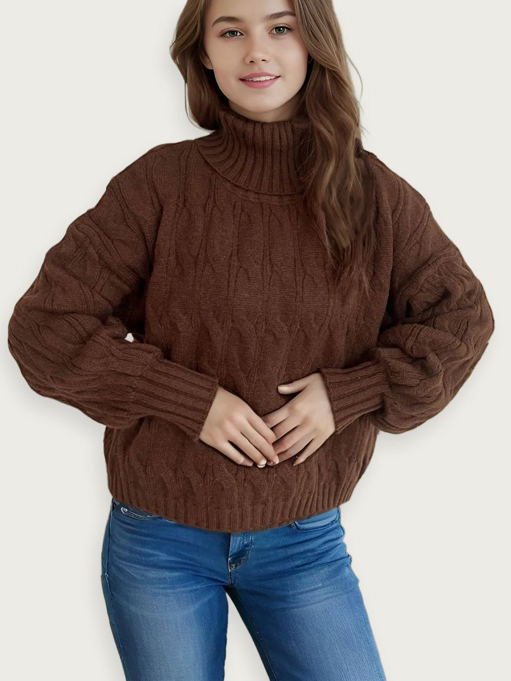 Enfärgad stickad tröja – Avslappnad kontorsstil