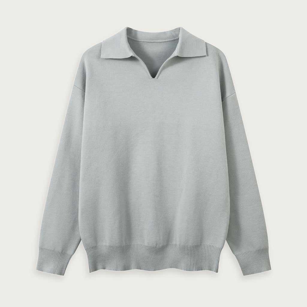 Klassisk stickad tröja med krage – Old Money-stil