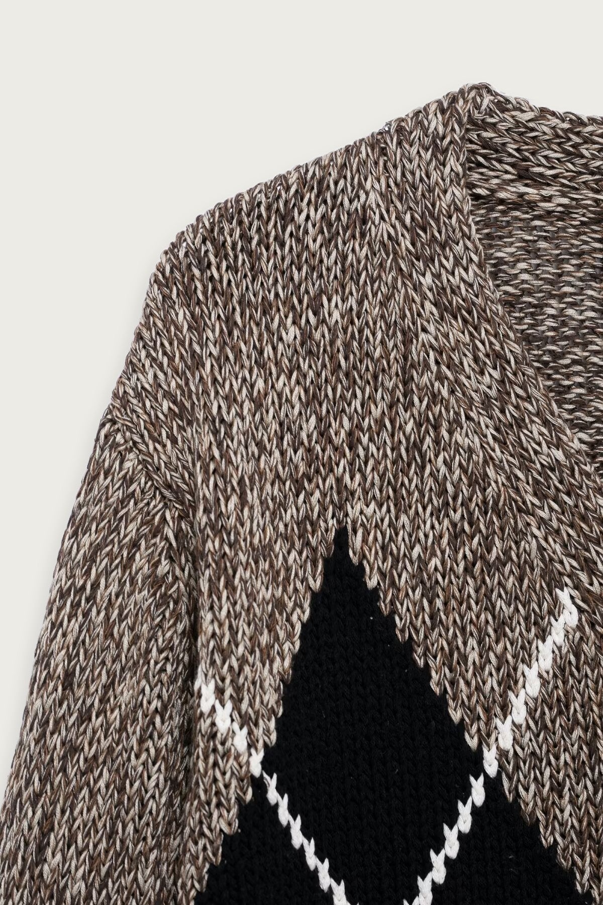 Stickad Cardigan Diamantmönstrad Stilren Elegant Passar
