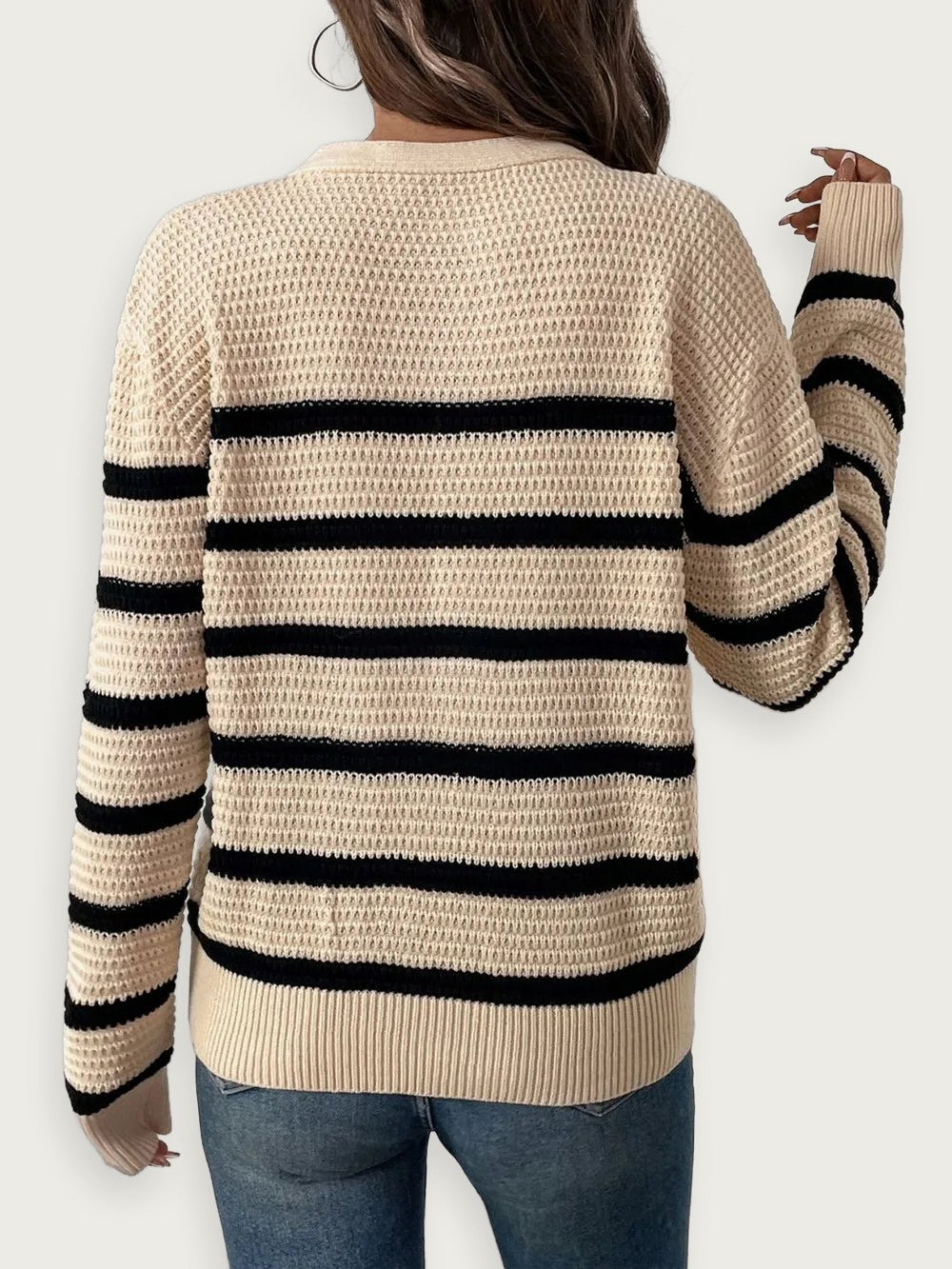 Stripad Tröja Dam Slim Fit Med Akryl Stilren Elegans