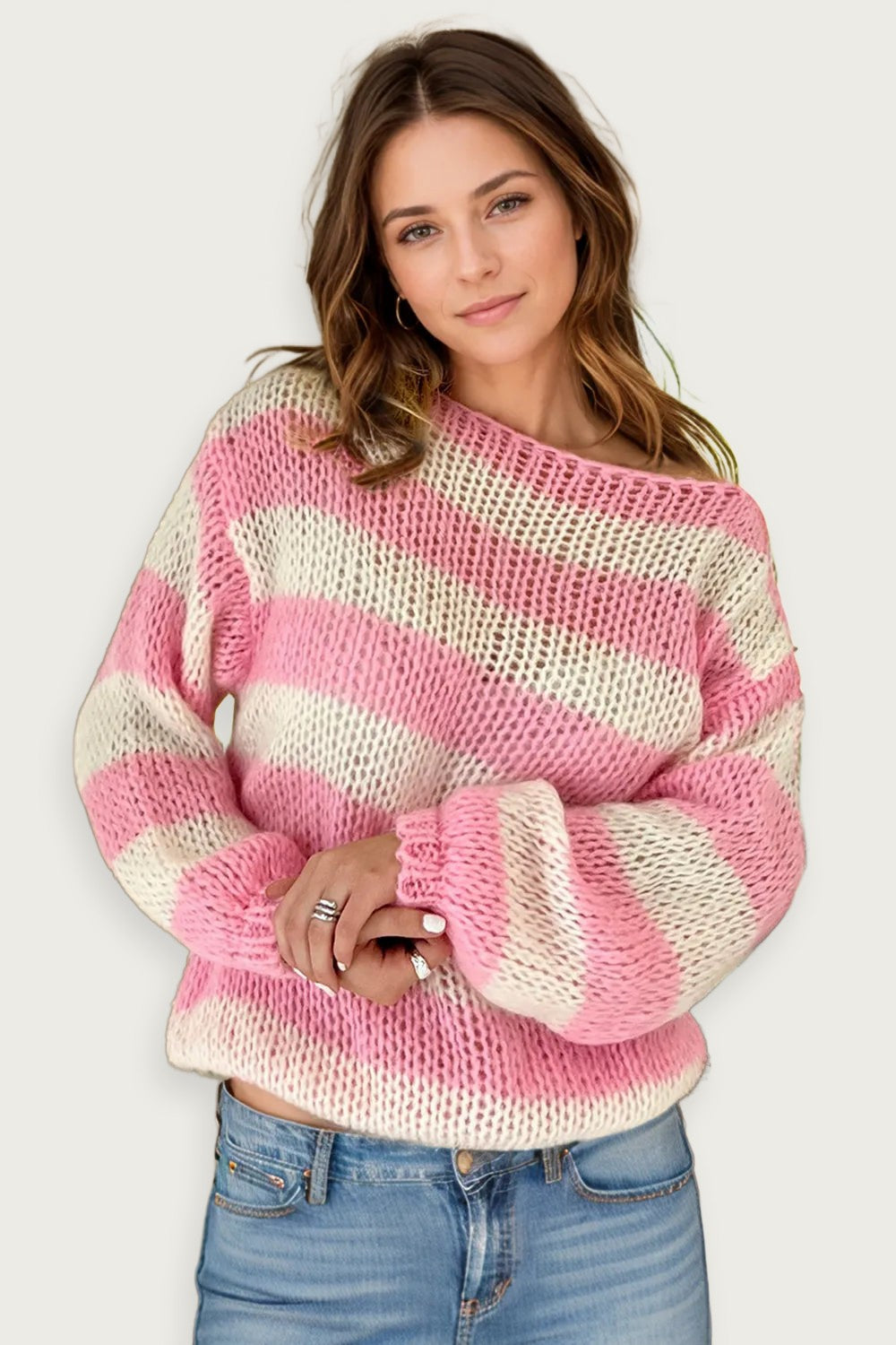 women’s high neck pullover sweater in soft knit fabric, long sleeve design, cozy autumn and winter wear for women, stylish solid color pullover for daily comfort