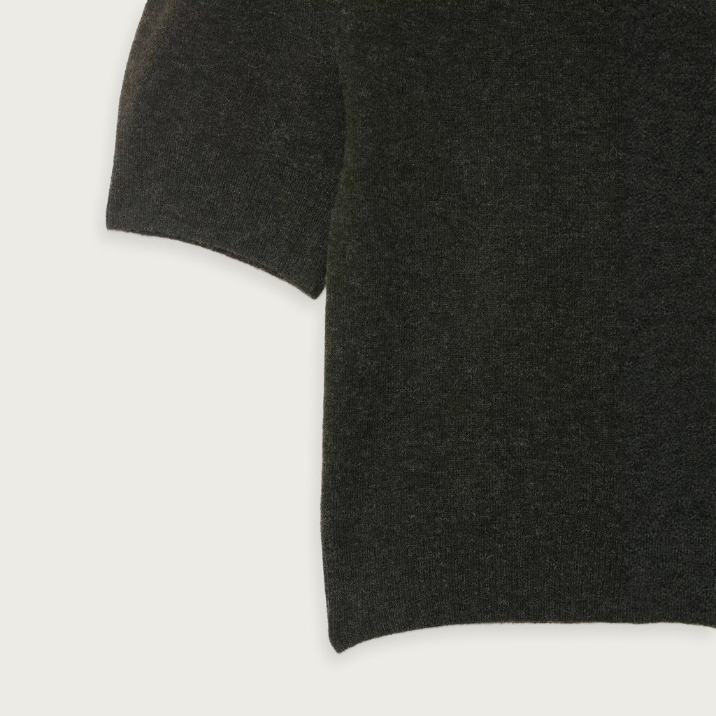 Grå Rundhalsad Stickad Blus Klassisk Stil Mjukt Polyester