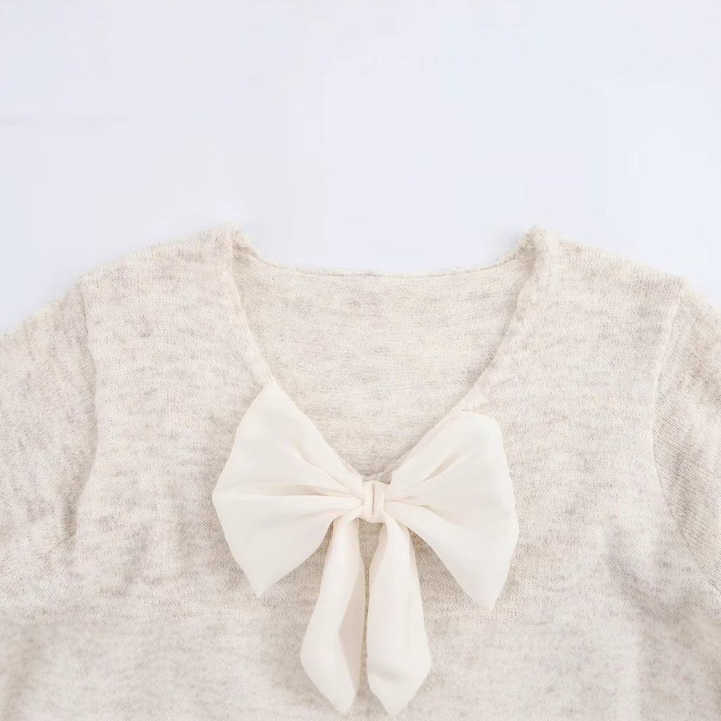 Rosettstickad Tröja Beige En Storlek Elegant
