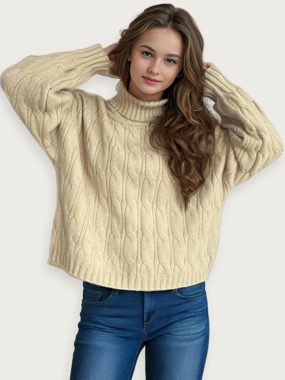 Enfärgad stickad tröja – Avslappnad kontorsstil